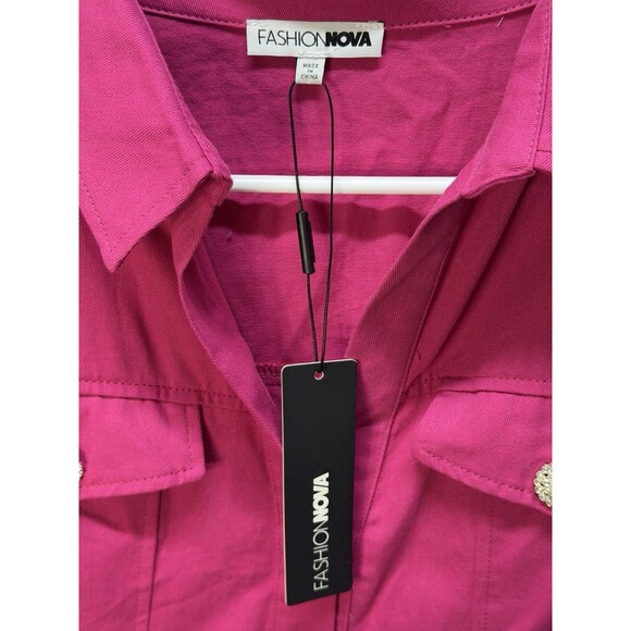 Fashion Nova Women’s Mini Dress Clocked Hot Pink 100% Cotton Sz S New - Picture 15 of 16
